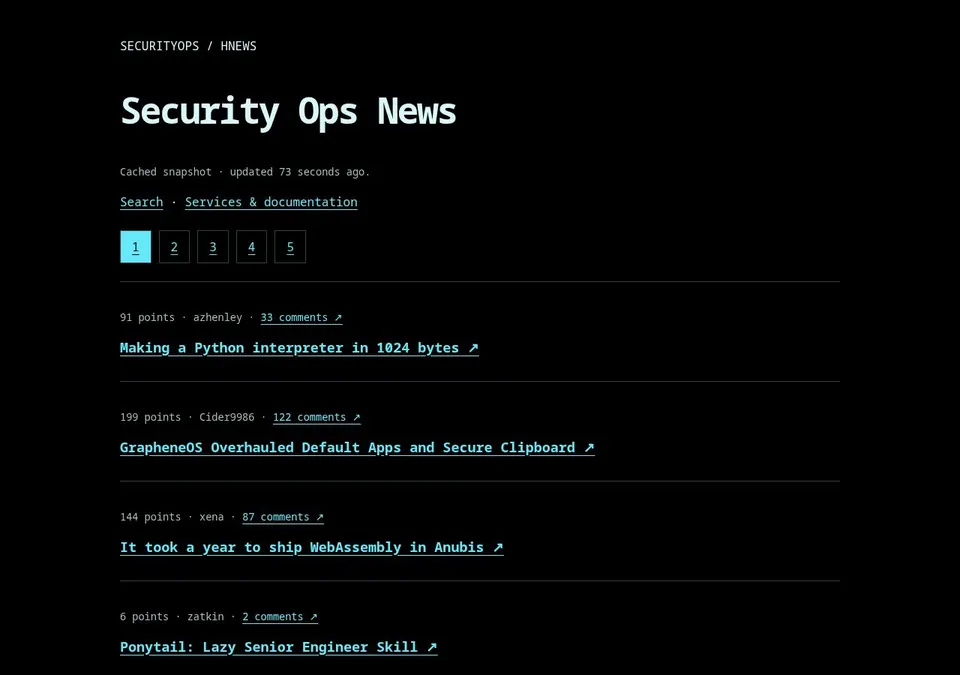 Captura de tela de HNews: leitura rápida do Hacker News